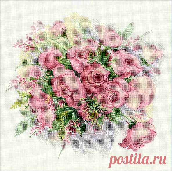 Вышивка "Акварельные розы" | Схема вышивки | Скачать