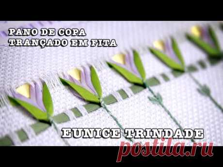 DIY - Pano de copa com trançado em fita (Eunice Trindade)
