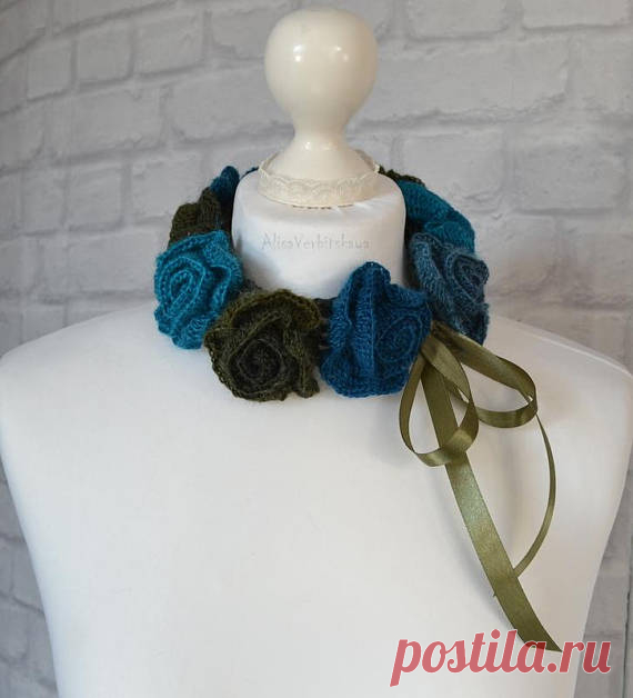 Something blue Rose flower crochet Boho scarf Blue shawl Bohemian shawl Warm shawl Evening shawl wrap Gift Cashmere shawl Rose Collar Something blue Rose flower crochet Boho scarf Blue shawl Bohemian shawl Warm shawl Evening shawl wrap Gift Cashmere shawl Rose Collar Blue lace garter Blue Rose   Warm scarf Decoration on the neck, crochet yarn with angora. Length 16 inches (40 cm).The yarn contains natural wool and