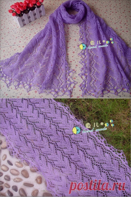 Вязание спицами - палантин