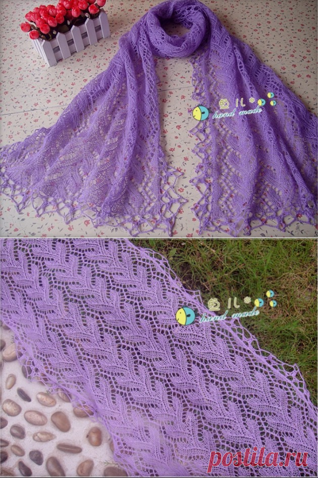 Вязание спицами - палантин