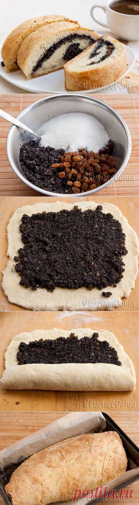 Рулет с маком и изюмом (бездрожжевое тесто рецепт с фото