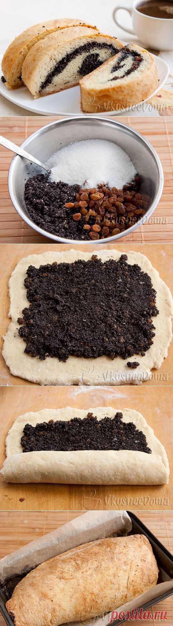 Рулет с маком и изюмом (бездрожжевое тесто рецепт с фото