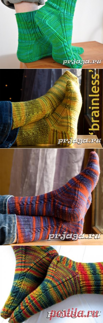 Носки спицами от мыска с анатомической вставкой