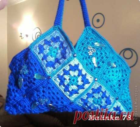 Вязание крючком - Бирюзовая мечта сумка с квадратными мотивами » Поиск мастер классов, поделок своими руками и рукоделия на SearchMasterclass.Net