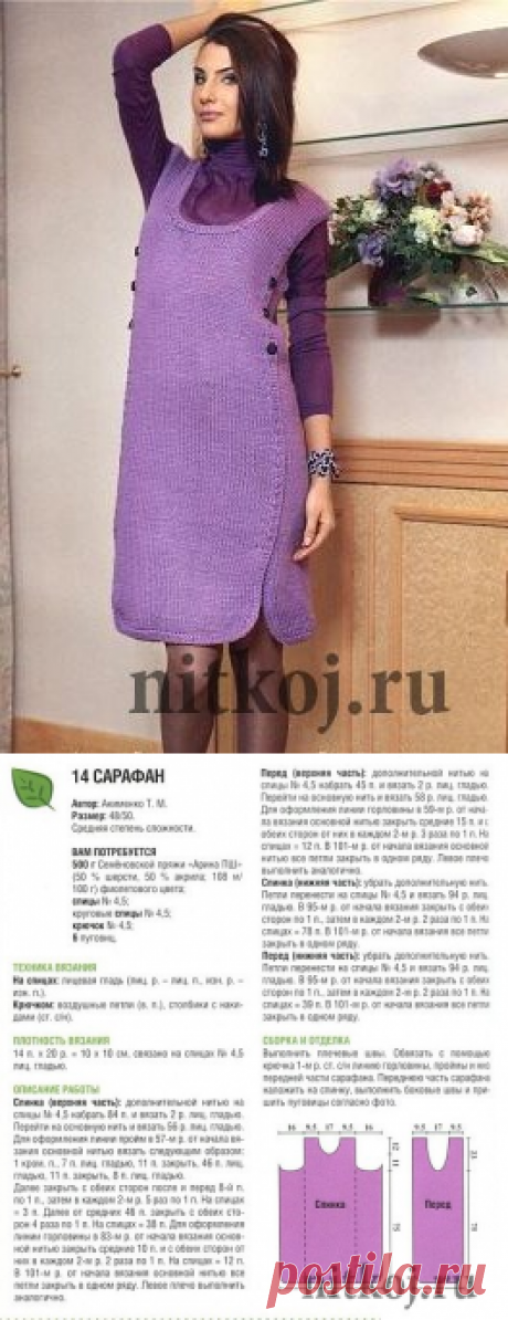 Чудесный сарафан спицами » Ниткой - вязаные вещи для вашего дома, вязание крючком, вязание спицами, схемы вязания