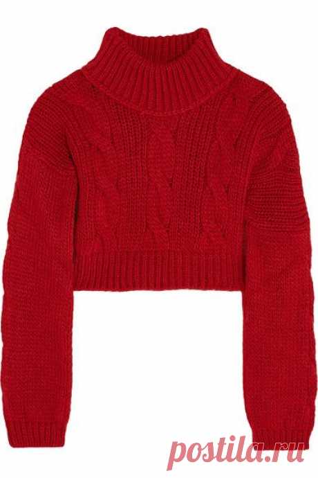 Vivienne Westwood Anglomania | Cropped felt-paneled chunky-knit sweater | NET-A-PORTER.COM
