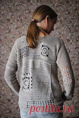 Пэчворк-пазл - туника крючком