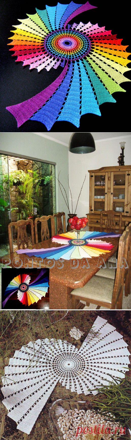 РАДУЖНАЯ СПИРАЛЬНАЯ САЛФЕТКА КРЮЧКОМ.