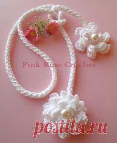 PINK ROSE CROCHET : Colar Anne Flores e Cordão Necklace