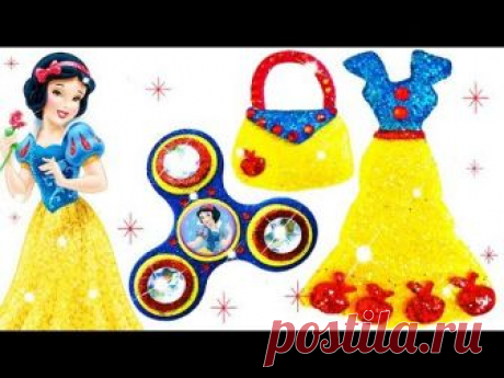 DIY Play Doh Sparkle Disney Princess Dresses Fidget Spinner Snow White Frozen Elsa Glitter Play Doh