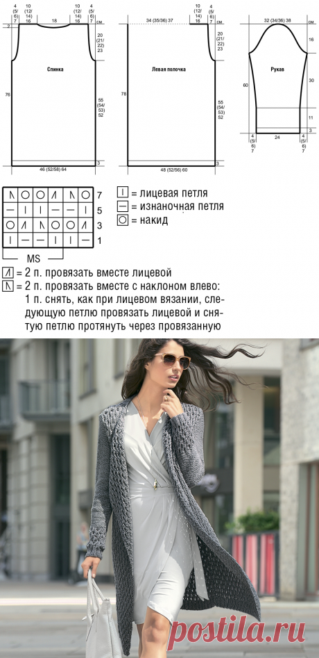 Пальто с рельефным узором - схема вязания спицами. Вяжем Пальто на Verena.ru