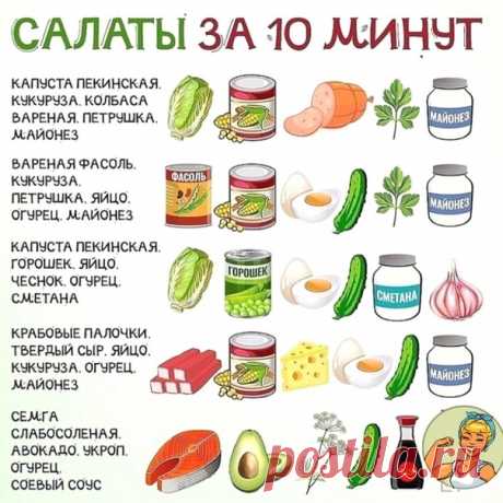 Подборка классных и быстрых салатов