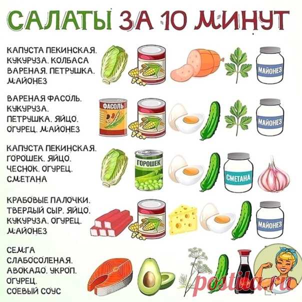Подборка классных и быстрых салатов
