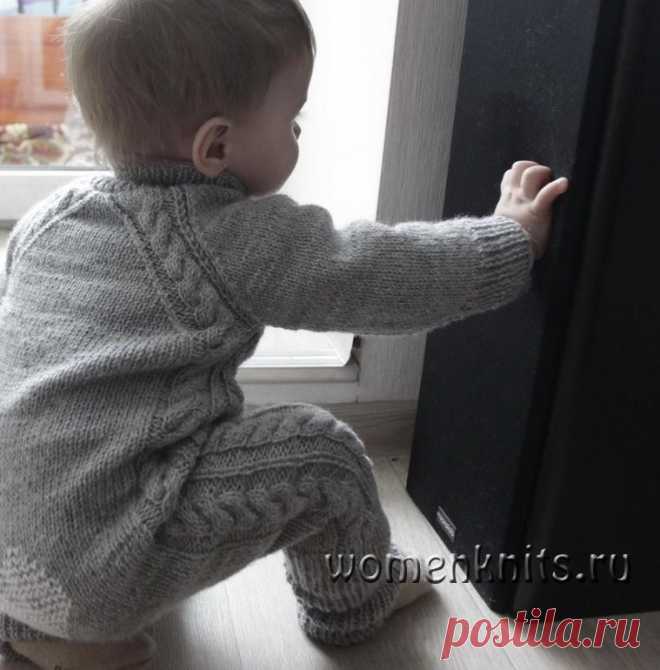Комбинезон спицами «Для сынули»
Описание: http://womanknits.ru/vyazanie-dlya-detej/kombinezony-konverty/kombinezon-spicami-dlya-synuli