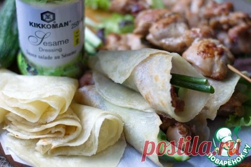 Куриный шашлык и мандаринские блинчики - кулинарный рецепт