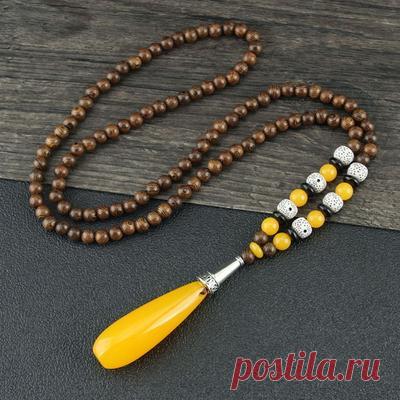 Купить Винтажные этнические украшения для вечеринки, счастливый подарок, буддийское ожерелье из Непала, кулон с рогом, рыбой, мала, деревянная бусина | Joom