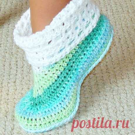 Красивые тапочки вязаные крючком с описанием | Handmade24