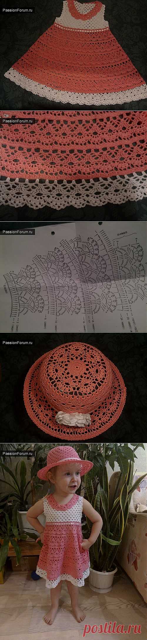 Платье и шляпка в подарок нашей подружке / Детская одежда крючком.