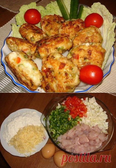 Котлеты из куриного мяса с овощами и сыром кулинарный рецепт с фото от Paragrams