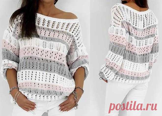 Понравился пуловер своей простотой и элегантностью ,спицы (только схемы узоров)