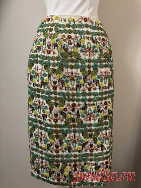 Gorgeous Y2K Emma Black Multicolor Heavily Beaded 100% Silk Pencil Skirt Sz 2 | eBay