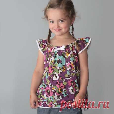 girl's flutter sleeve dress or top sewing tutorial & free pattern in 4T - It's Always Autumn