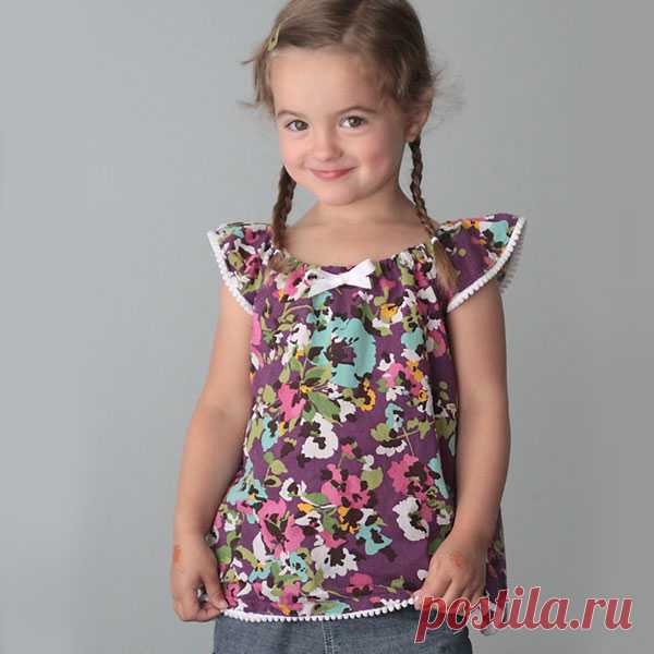 girl's flutter sleeve dress or top sewing tutorial & free pattern in 4T - It's Always Autumn