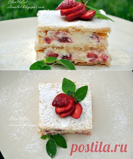 Sweet and not Sweet: Слоеное пирожное с клубникой, сливками, белым шоколадом и ароматом лимона