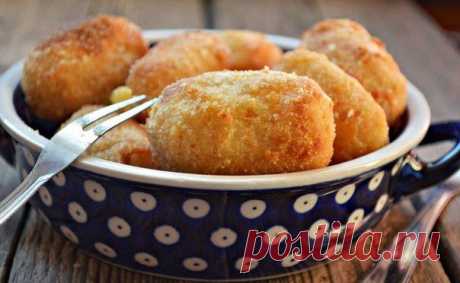 Картофельные крокеты с сыром и грибами в духовке.