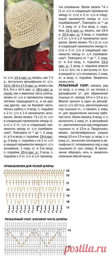 Милая женская шляпка крючком