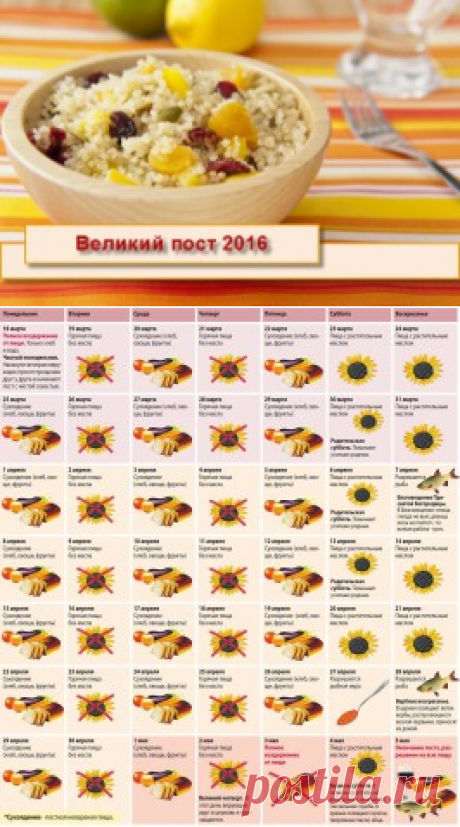 Меню на Великий пост по дням на 40 дней 2016