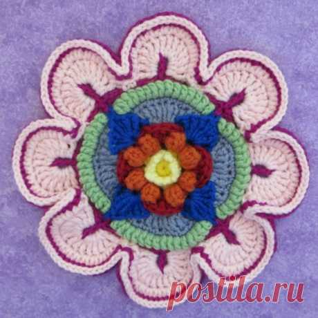 Mandala Madness. Часть 1. Как вязать мандалу крючком » Вяжем крючком вместе в on-line! Шнур для ковра купить. Ковры из шнура. Бабушкин квадрат. Плед крючком