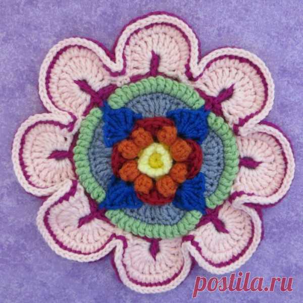 Mandala Madness. Часть 1. Как вязать мандалу крючком » Вяжем крючком вместе в on-line! Шнур для ковра купить. Ковры из шнура. Бабушкин квадрат. Плед крючком