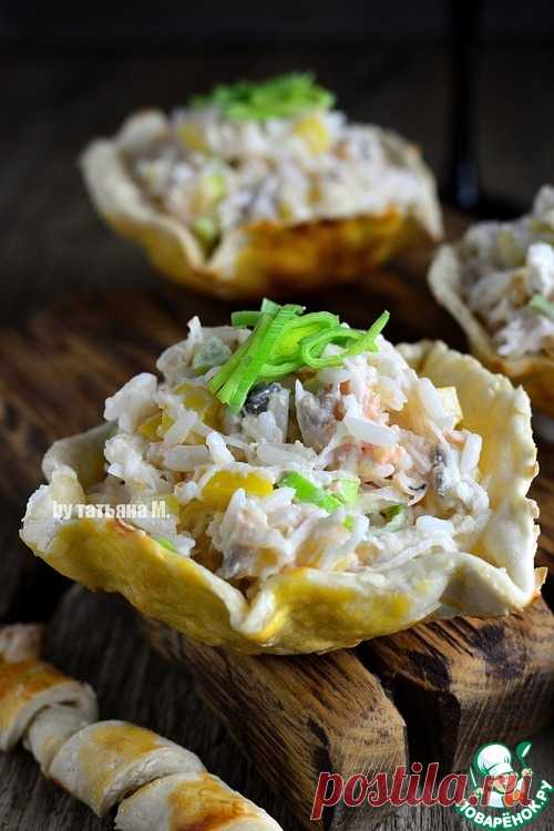 Рыбный салат в съедобных тарелочках - кулинарный рецепт