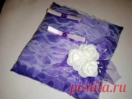 МК, ПОДУШЕЧКА ДЛЯ КОЛЕЦ, СВОИМИ РУКАМИ, БЫСТРО, ПРОСТО, СВАДЕБНАЯ ПОДУШЕЧКА, СВАДЬБА, канзаши,
