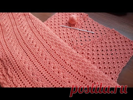 Платье крючком (коралловое). Часть 11. Горловина.