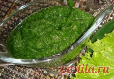 Зеленая аджика Если вы в поисках интересных и вкусных соусов к шашлыку или мясу, то не проходите мимо этого рецепта! Приготовьте дома вкусную зеленую аджику! Этот соус получается очень ароматным и ярким. Делается очень просто и быстро, станет прекрасным вариантом не только к мясным блюдам, но и различным салатам или рыбе.