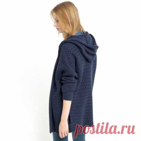 Кардиган с капюшоном, 30% шерсти Soft Grey | купить в интернет-магазине La Redoute