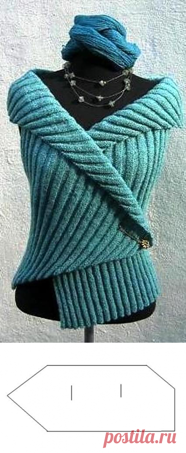 Самый простой жилет резинкой спицами.