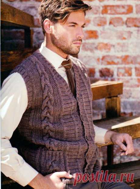 Вязаный жилет мужской схема. Мужской жилет спицами | Handmade24