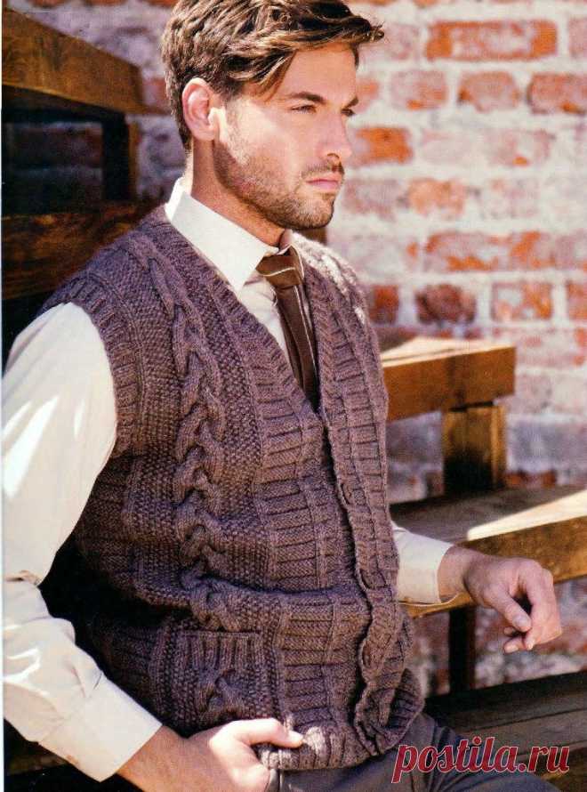 Вязаный жилет мужской схема. Мужской жилет спицами | Handmade24