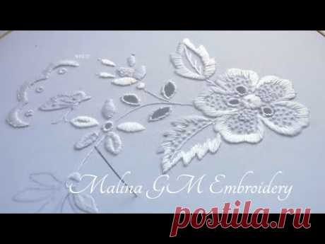 Hand Embroidery  WHITE WORK  satin stitch