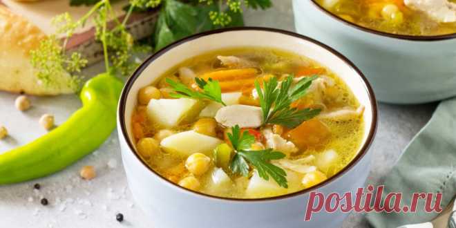 Суп с курицей, нутом и овощами: рецепт - Лайфхакер