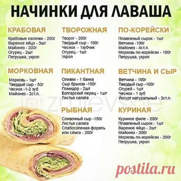 Aппeтитныe блюдa из лaвaшa