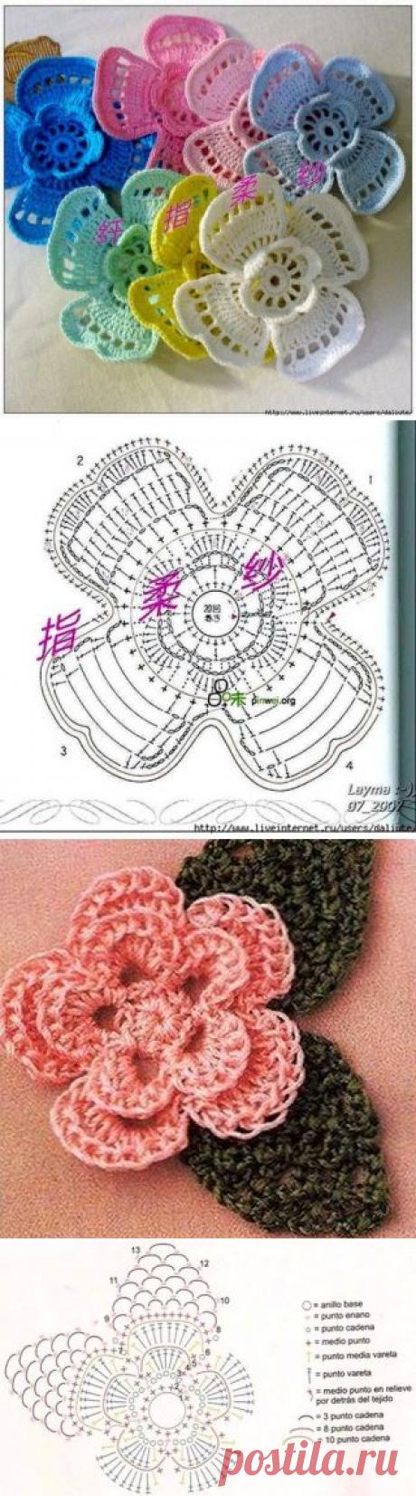 Fleurs colorées et leurs grilles gratuites , au Crochet ! - Le blog de Anne