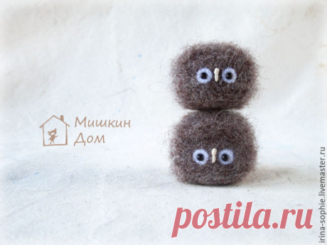 Купить Совята малыши. Пухи. Птичка. Игрушка войлок. - сова, сова игрушка, совы, совята