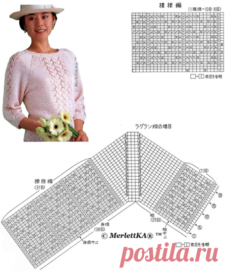 Нежный джемпер на лето
Схемы из японского журнала 1990 г