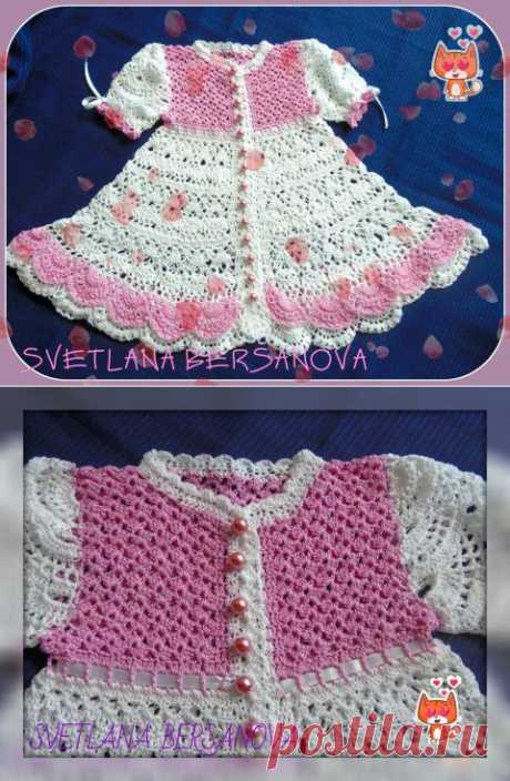 Платье для девочки крючком ГОДЕЦИЯ .Dress for a little girl crochet