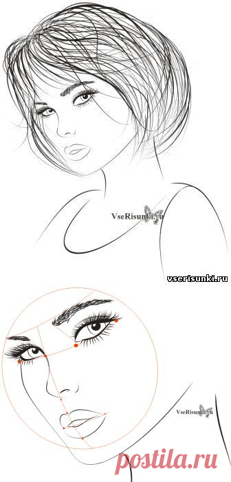 Как нарисовать красивое лицо девушки карандашом поэтапно - нарисовать рисунок